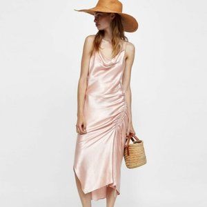 Zara pink satin midi dress
